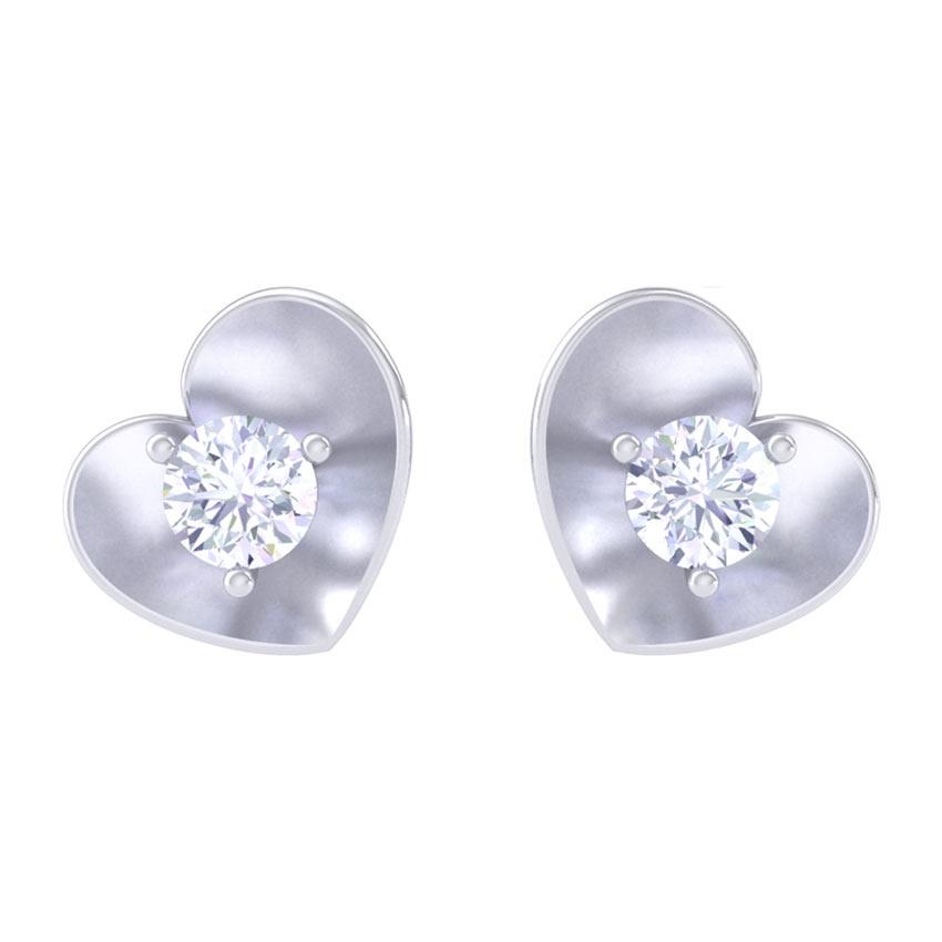 Clara Made with Swiss Zirconia 925 Sterling Silver Platinum Plated Big Heart Solitaire Earring Gift For Women & Girls