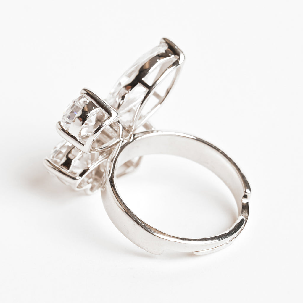 Clara 925 Sterling Silver Statement Adjustable Cocktail Ring 