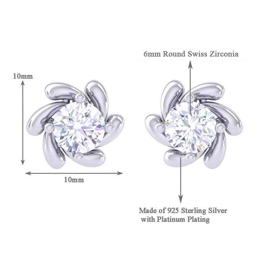 Clara Made with Swiss Zirconia 925 Sterling Silver Platinum Plated Alma Solitaire Earring Gift For Women & Girls