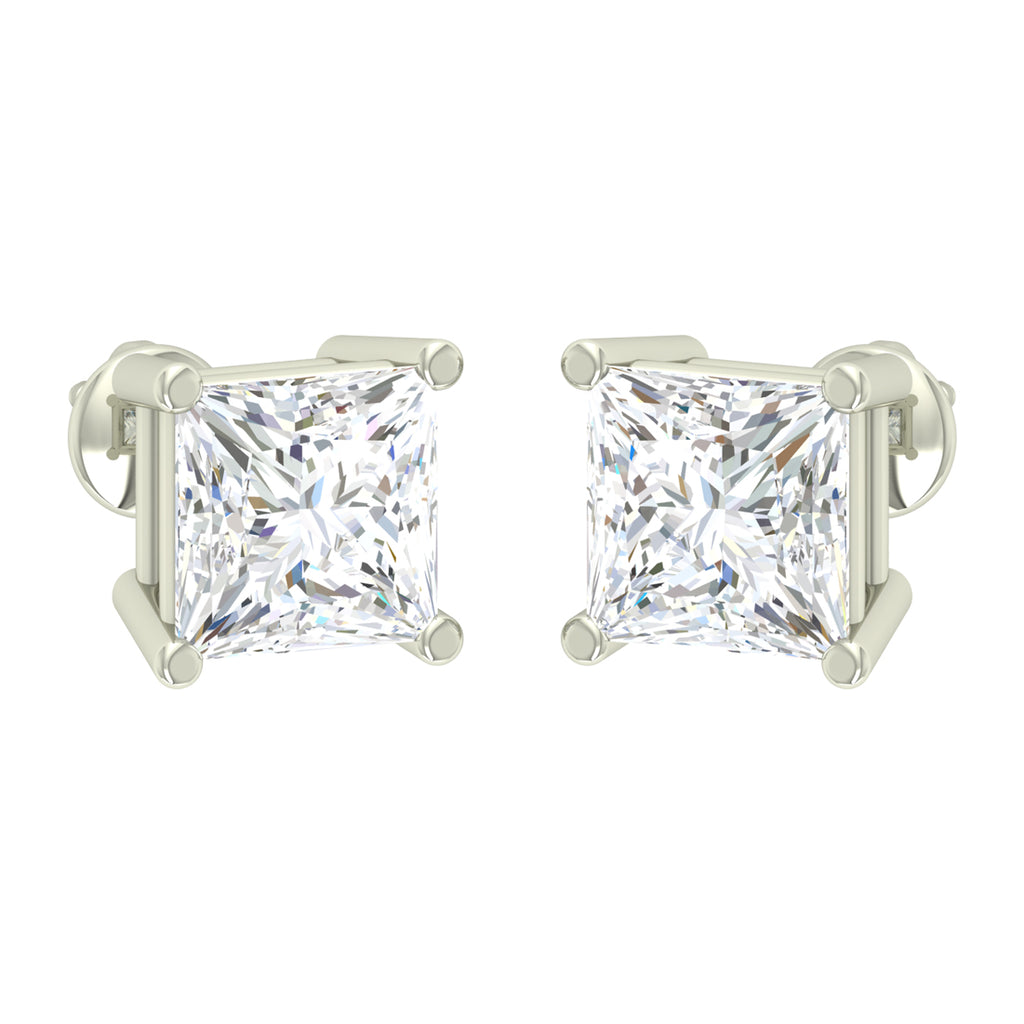CLARA 925 Sterling Silver Swiss Zirconia Square Earring With Screw Back Gift for Women and Girls
