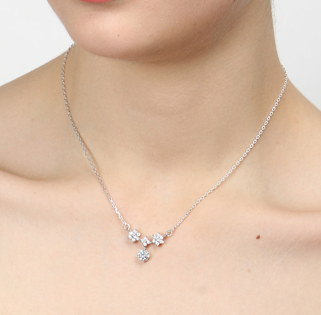 CLARA 925 Sterling Silver Rhodium Plated Lily Pendant with Chain Gift for Women and Girls