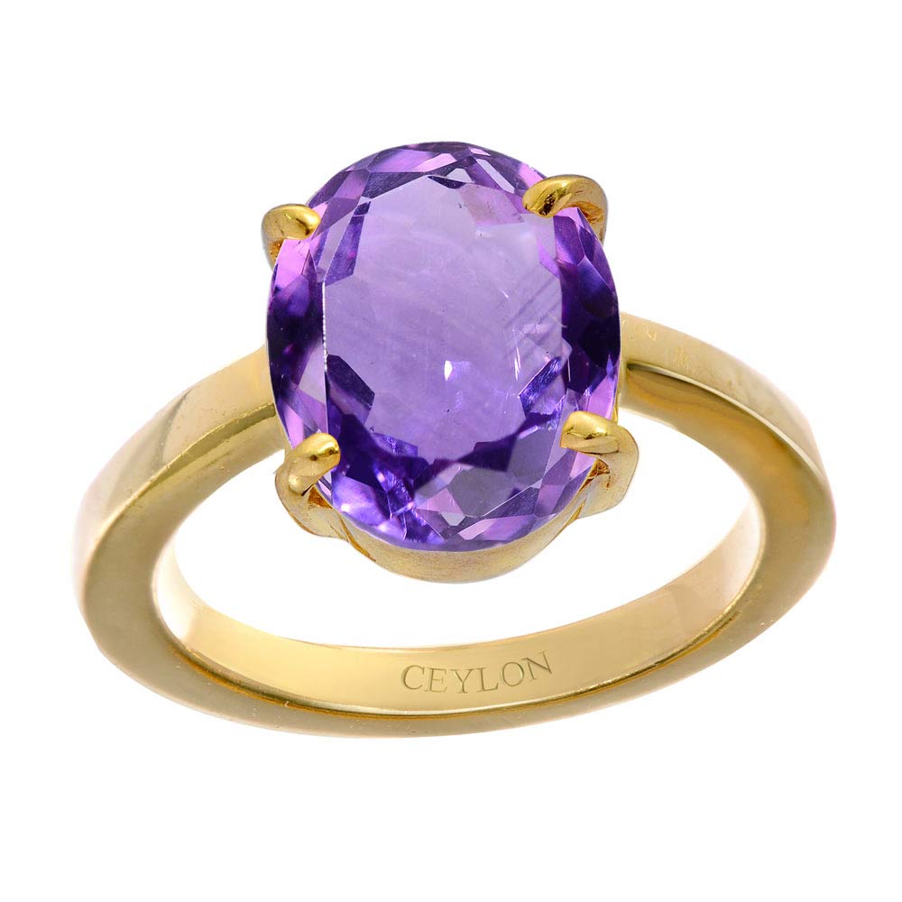 Ceylon Gems Amethyst Katela 3cts or 3.25ratti stone Prongs Panchdhatu Ring