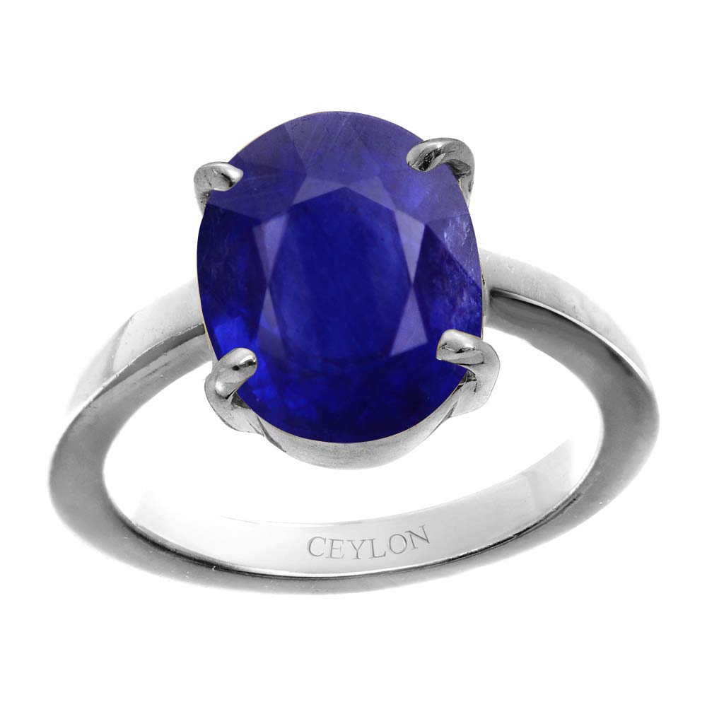 Ceylon Gems Blue Sapphire Neelam 8.3cts or 9.25ratti stone Prongs Silver Ring