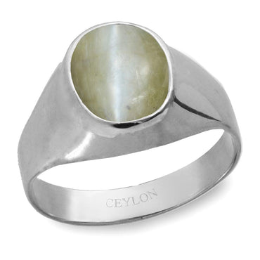 Ceylon Gems Chrysoberyl cat's eye Lehsunia 7.5cts or 8.25ratti stone Bold Silver Ring