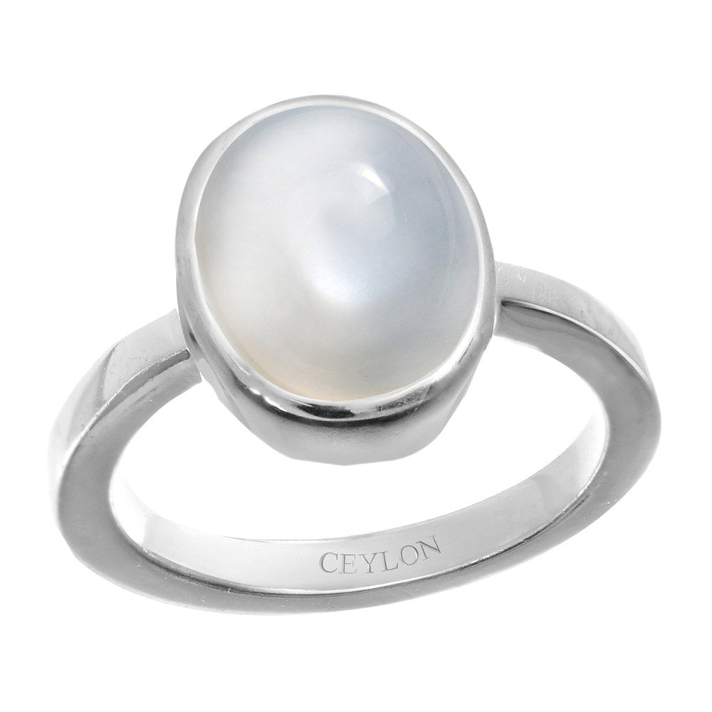 Ceylon Gems Moonstone 3cts or 3.25ratti stone Elegant Silver Ring
