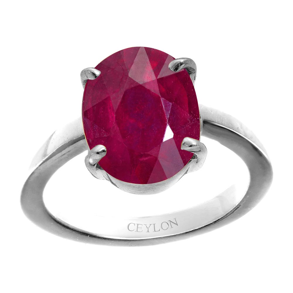 Ceylon Gems Ruby Premium Manik 5.5cts or 6.25ratti stone Prongs Silver Ring