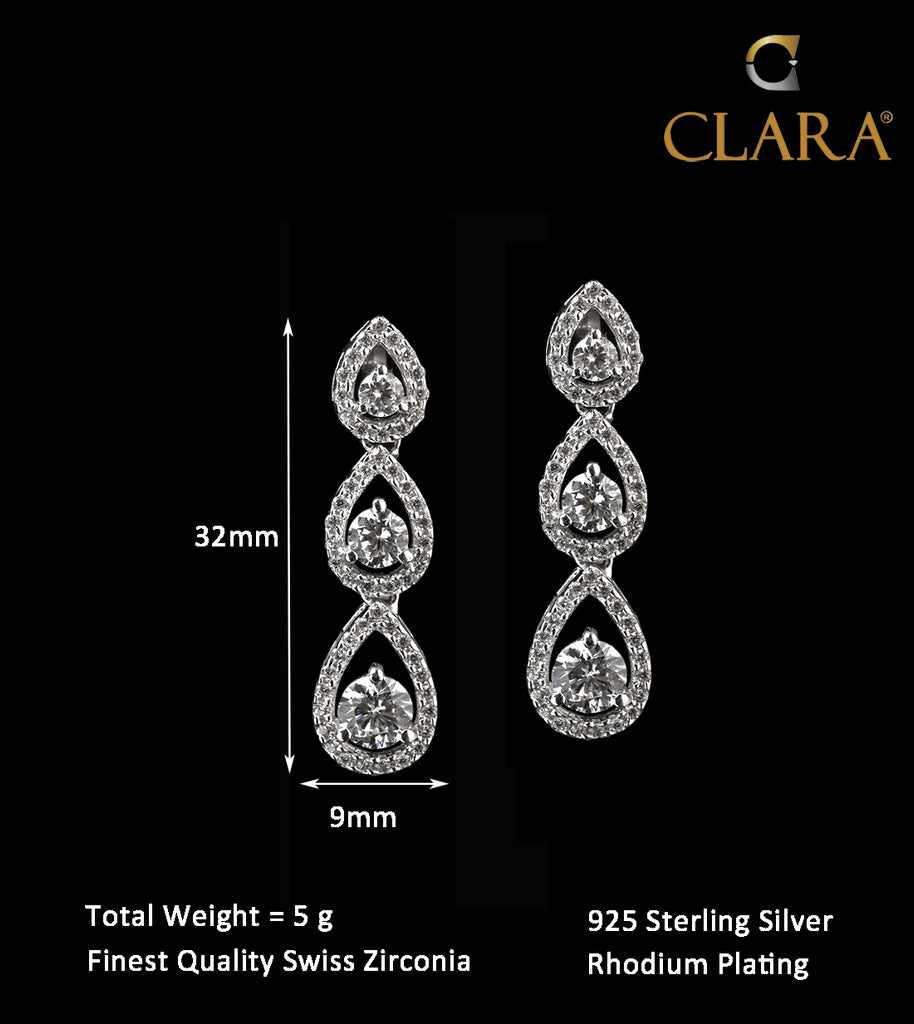 Clara 925 Sterling Silver Classic Dangler Earrings