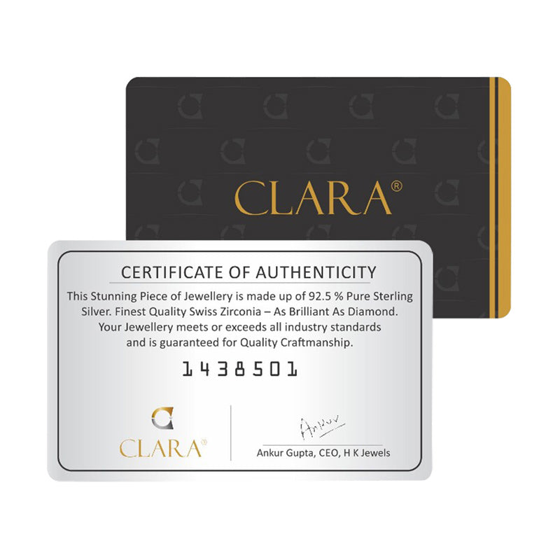 CLARA 925 Sterling Silver Star Mangalsutra Tanmaniya Pendant Earring Jewellery Set with Chain Gift for Women and Girls