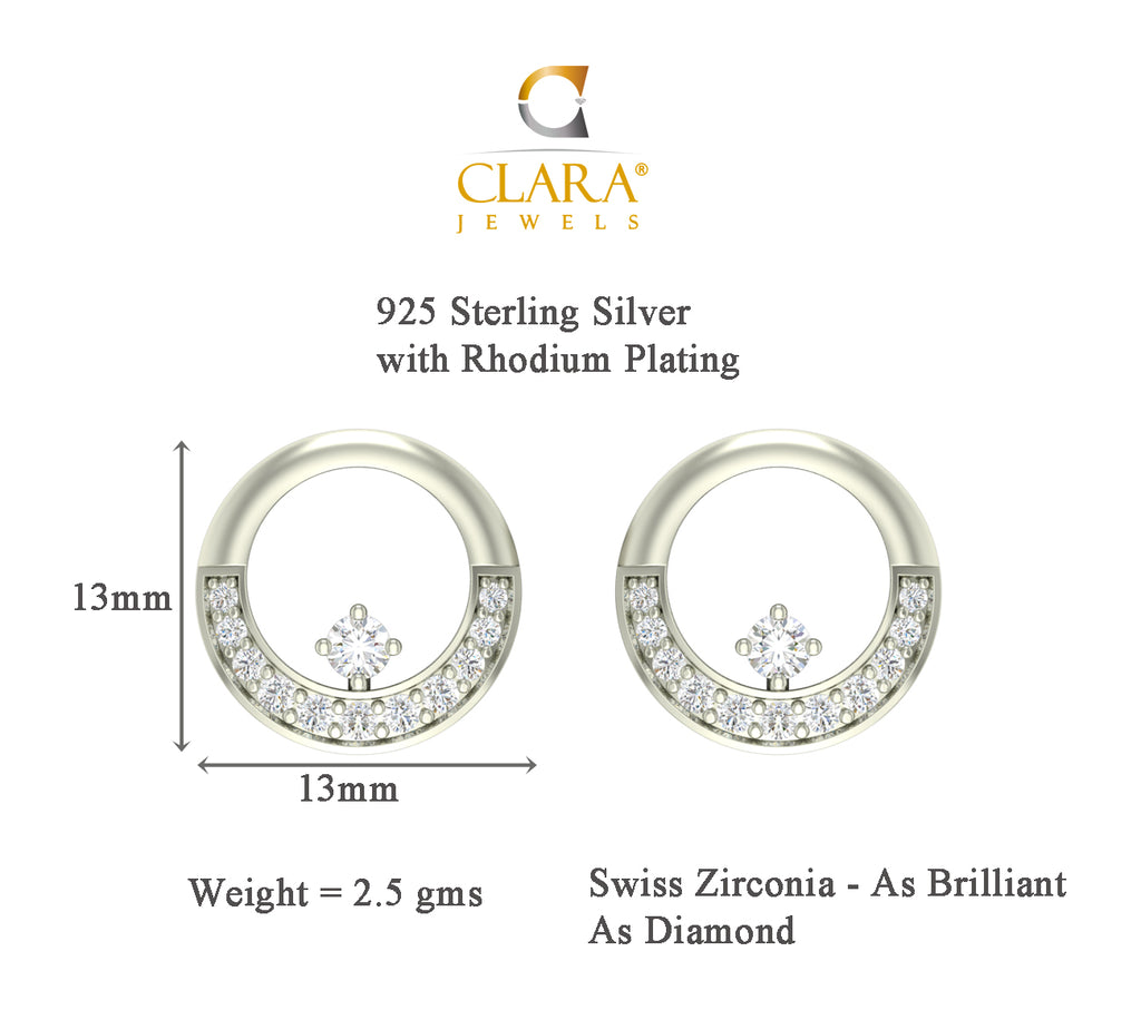 CLARA 925 Sterling Silver Rhodium Plated Evie Pendant Earring Necklace Set with Chain Gift for Women and Girls
