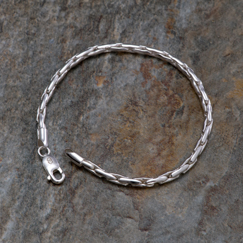 CLARA Anti-Tarnish 92.5 Sterling Silver Snake Bracelet 8 inch Gift for Men & Boys