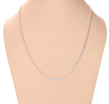 Clara Anti-Tarnish 92.5 Sterling Silver Rope Chain Necklace in 20 24 28 inches for Men & Boys