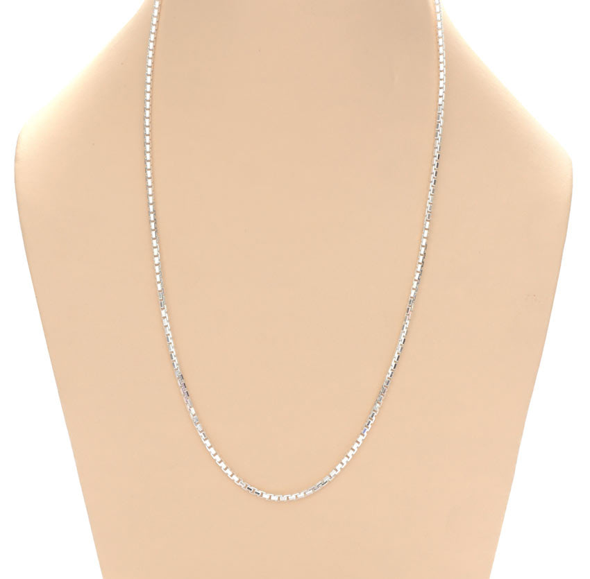 Clara Anti-Tarnish 92.5 Sterling Silver Box Chain Necklace in 20 24 28 inches for Men & Boys