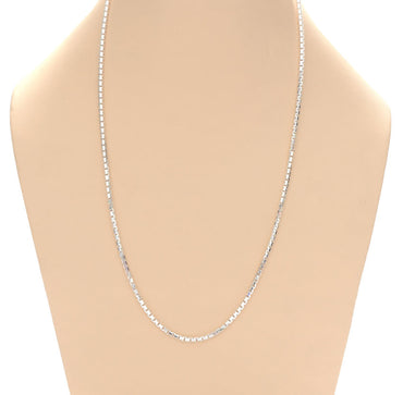 Clara Anti-Tarnish 92.5 Sterling Silver Box Chain Necklace in 20 24 28 inches for Men & Boys