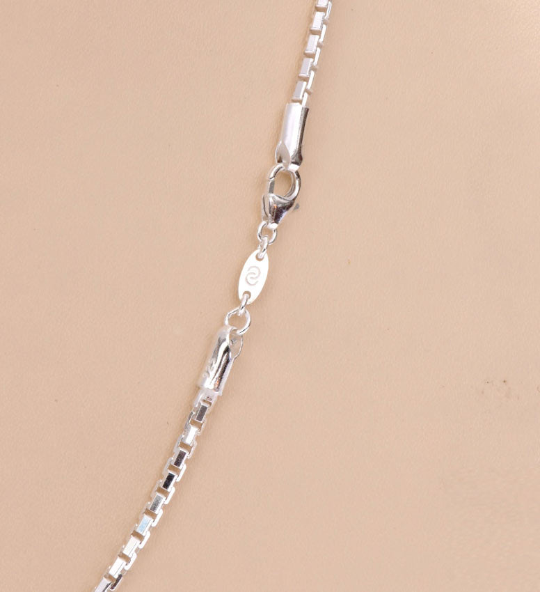 Clara Anti-Tarnish 92.5 Sterling Silver Box Chain Necklace in 20 24 28 inches for Men & Boys