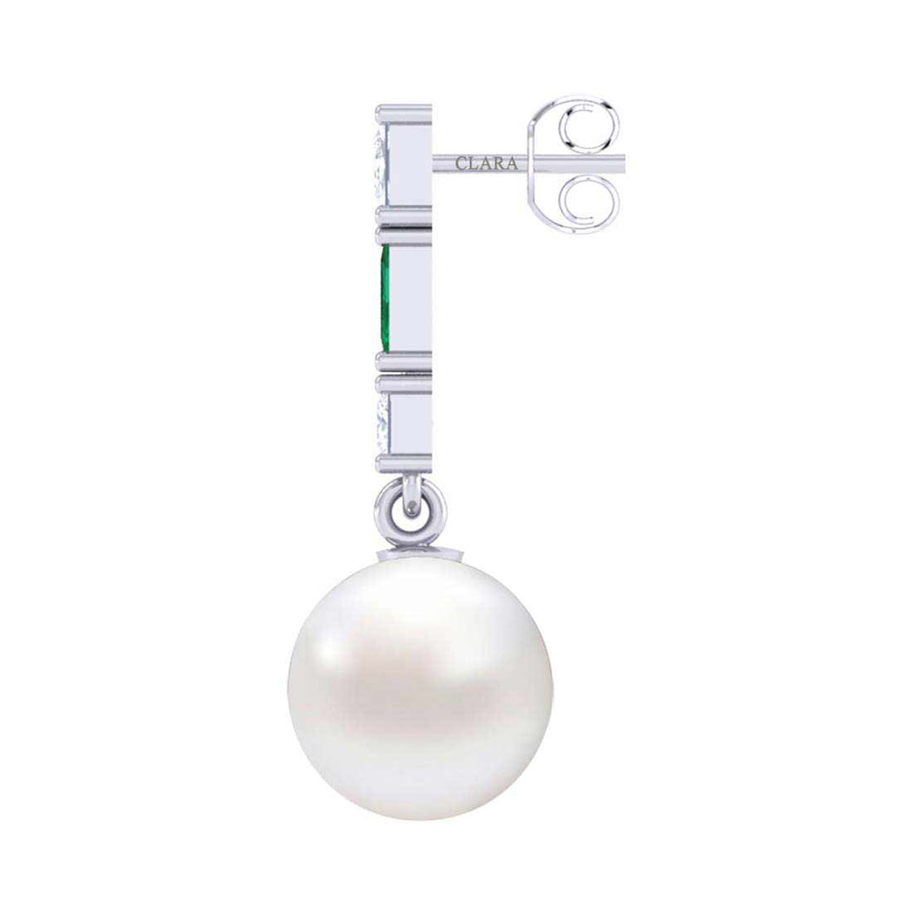 Clara 92.5 Sterling Silver Swiss Zirconia Pearl Earrings Gift for Women and Girls