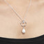 CLARA 925 Sterling Silver Pearl Sara Pendant With Chain Necklace | Rhodium Plated, Swiss Zirconia | Gift for Women & Girls