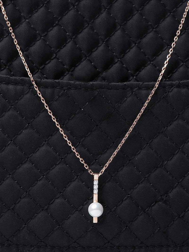 CLARA 925 Sterling Silver Pearl Rose Pendant With Chain Necklace | Rose Gold Rhodium Plated, Swiss Zirconia | Gift for Women & Girls