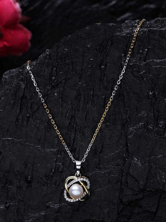 Silver Pearl Knot Pendant Chain Necklace