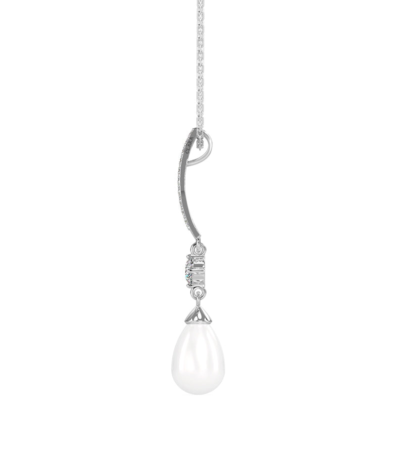 CLARA 925 Sterling Silver Pearl Queen Pendant With Chain Necklace | Rhodium Plated, Swiss Zirconia | Gift for Women & Girls