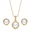CLARA 925 Sterling Silver Real Pearl Aki Pendant Earring Chain Jewellery Set | Gold Rhodium Plated | Gift for Women & Girls