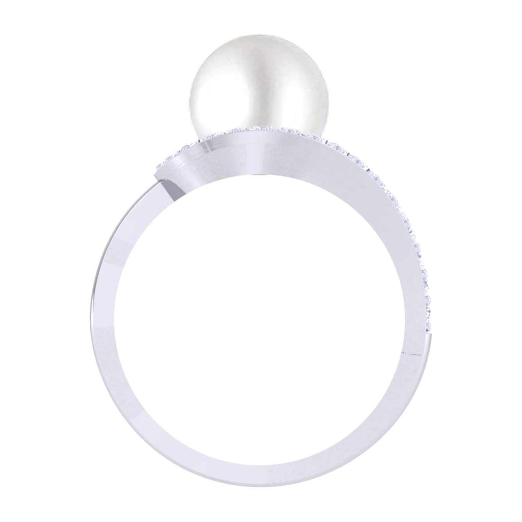 Clara 92.5 Sterling Silver Diamond Cut Zirconia Real Pearl Ring Gift for Women and Girls