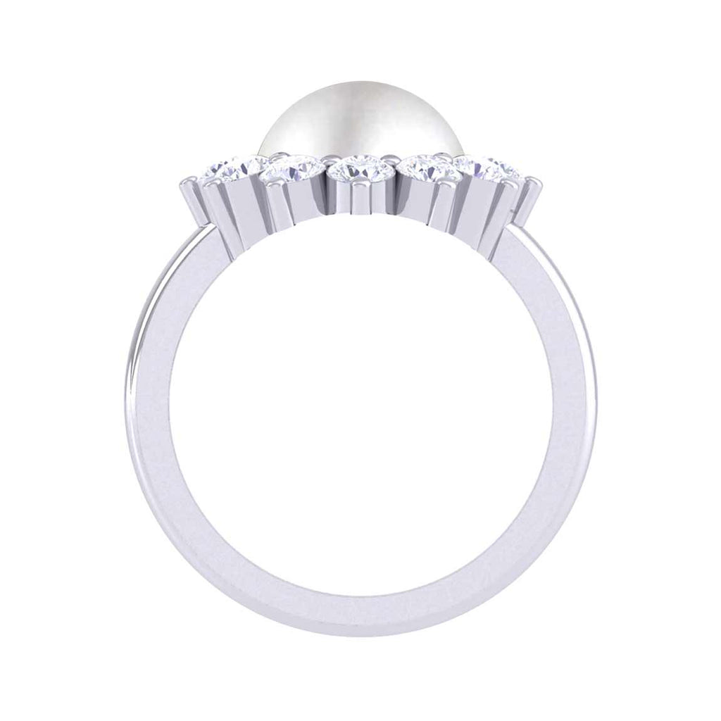Clara 92.5 Sterling Silver Diamond Cut Zirconia Real Pearl Ring Gift for Women and Girls