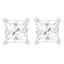 Silver Square Princess Solitaire Stud Earring