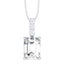 Silver Emerald Cut Solitaire Pendant Chain Necklace