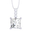 Silver Square Princess Solitaire Pendant Chain Necklace