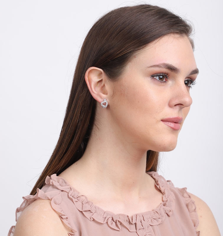 Clara 925 Sterling Silver and Cubic Zirconia Hoop Belle Earring