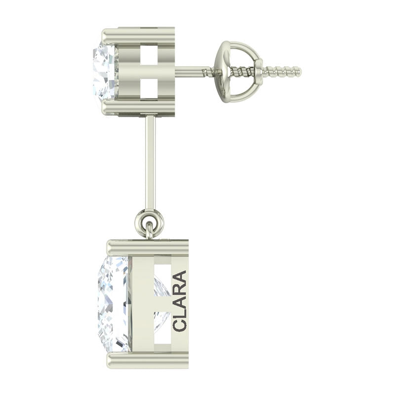 Clara 925 Sterling Silver and Cubic Zirconia Dangle & Drop Fleur Earring With Screw Back for Women & Girls
