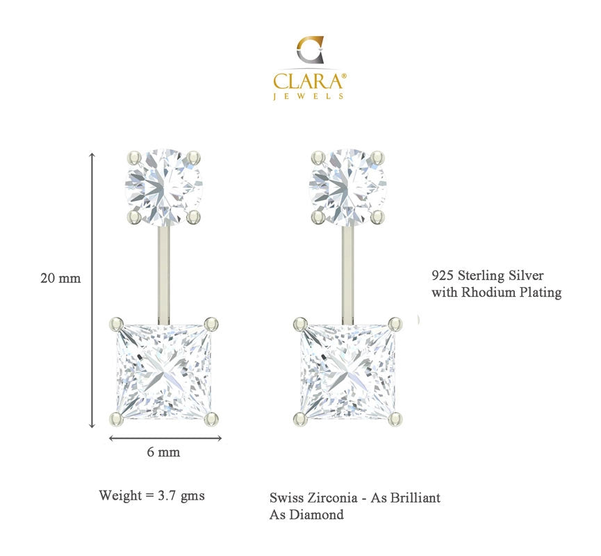 Clara 925 Sterling Silver and Cubic Zirconia Dangle & Drop Fleur Earring With Screw Back for Women & Girls