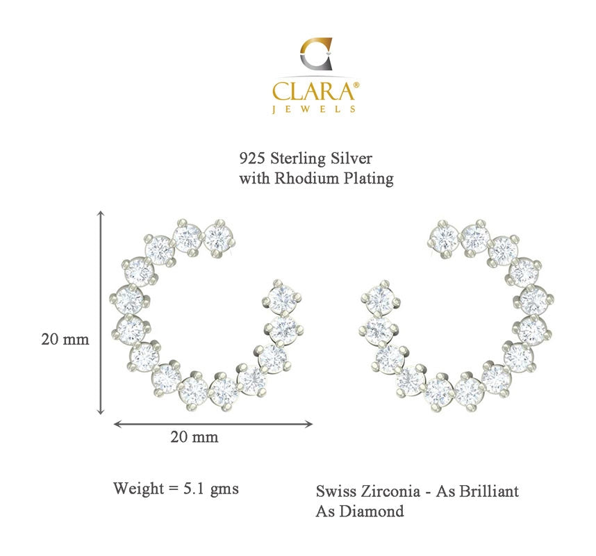 Clara 925 Sterling Silver and Cubic Zirconia Hoop Earring