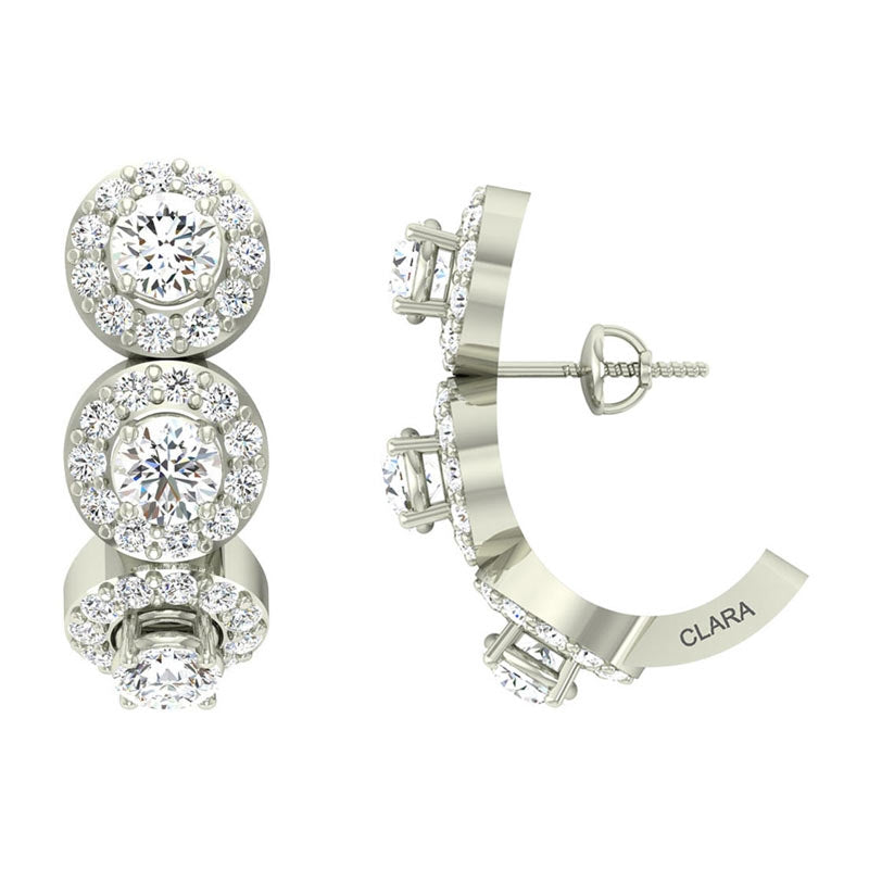 Clara 925 Sterling Silver and Cubic Zirconia Hoop Noelle Earring With Screw Back for Women & Girls