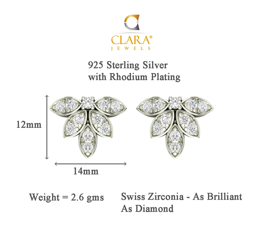 CLARA 925 Sterling Silver Rhodium Plated Elsie Pendant Earring Necklace Set with Chain Gift for Women and Girls