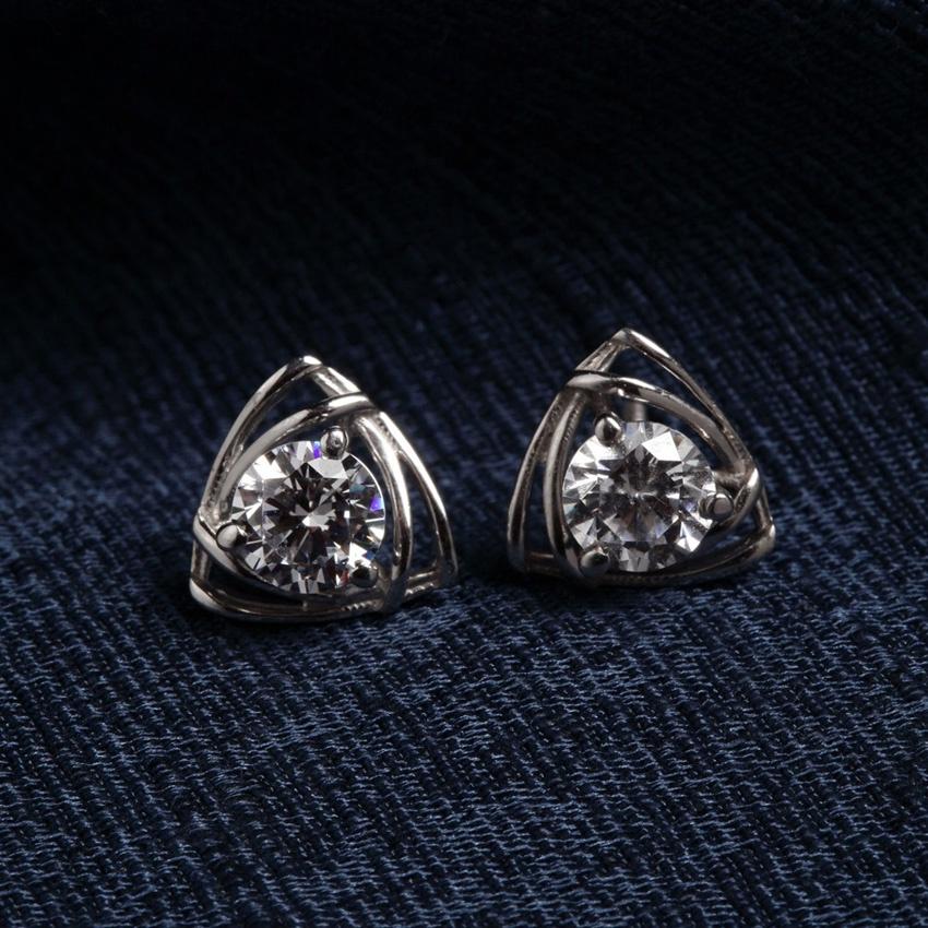 Clara Made with Swiss Zirconia 925 Sterling Silver Platinum Plated Ashley Solitaire Earring Gift For Women & Girls