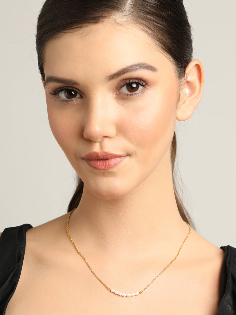 CLARA 925 Sterling Silver Pearl Charm Necklace Chain 