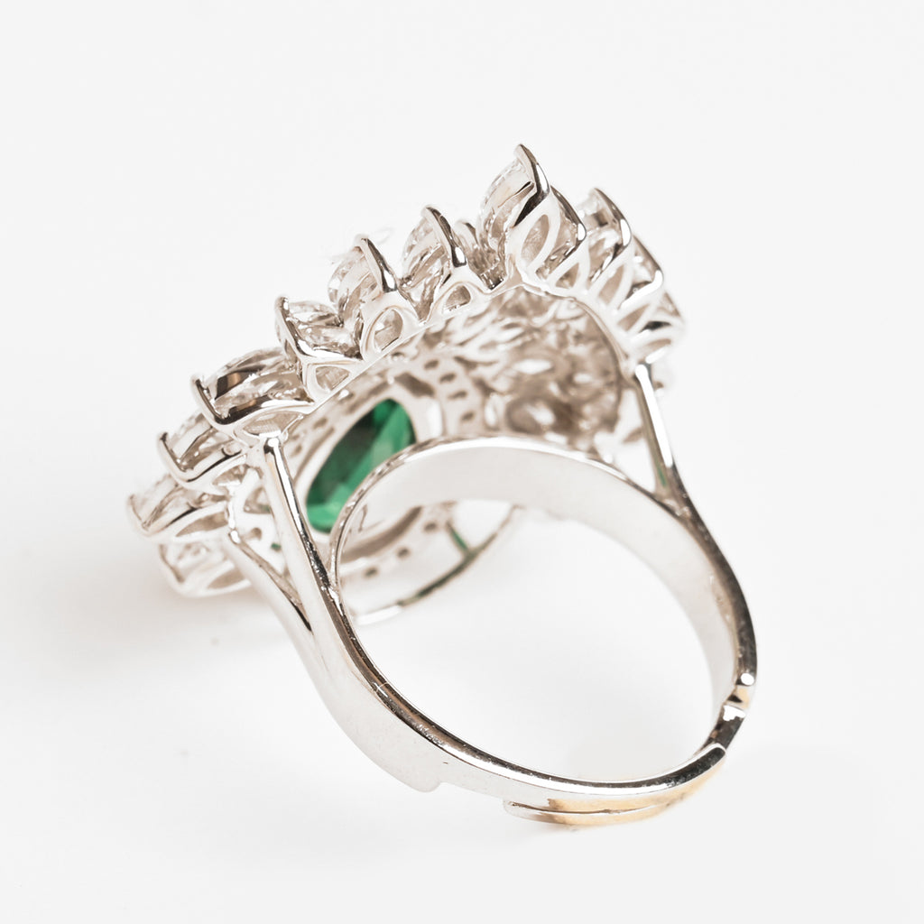 Clara 925 Sterling Silver Prisha Adjustable Cocktail Ring 