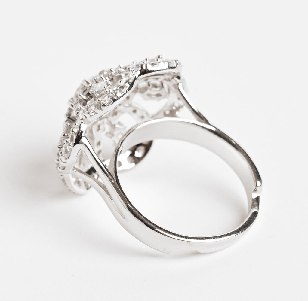 Clara 925 Sterling Silver Dome Adjustable Cocktail Ring 