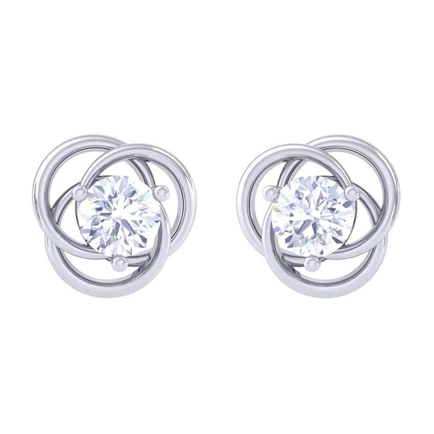 Clara Made with Swiss Zirconia 925 Sterling Silver Platinum Plated Emily Solitaire Earring Gift For Women & Girls