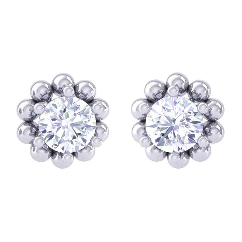 Clara Made with Swiss Zirconia 925 Sterling Silver Platinum Plated Ball Solitaire Earring Gift For Women & Girls