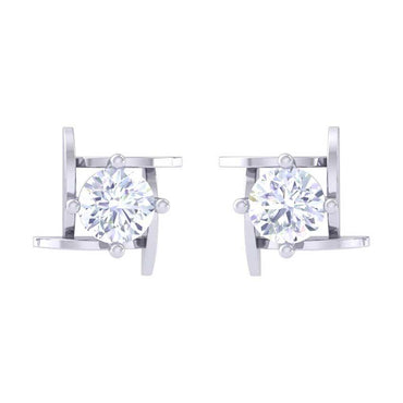 Clara Made with Swiss Zirconia 925 Sterling Silver Platinum Plated Maria Solitaire Earring Gift For Women & Girls