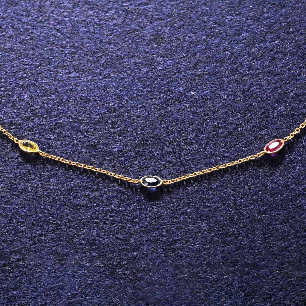 CLARA 925 Sterling Silver Multicolor Charm Minimal Necklace Chain 