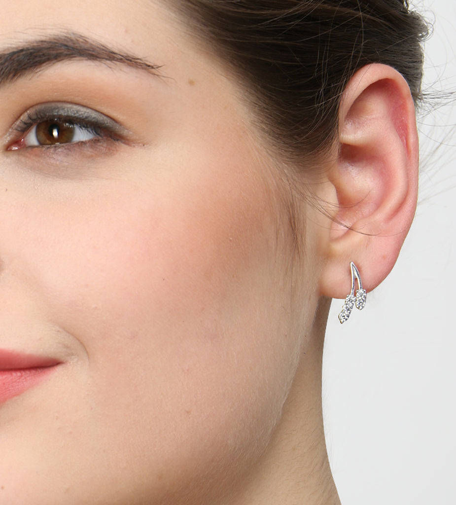 CLARA 925 Sterling Silver Swiss Zirconia Isla Earring With Screw Back Gift for Women and Girls