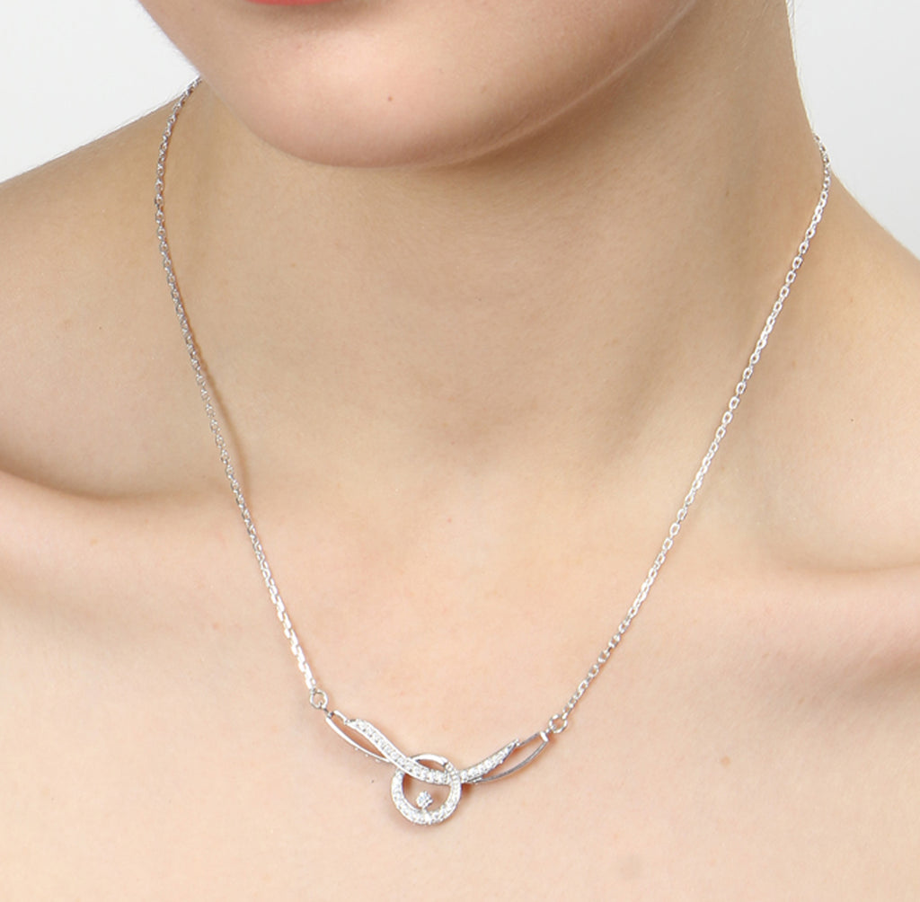 CLARA 925 Sterling Silver Rhodium Plated Evie Pendant with Chain Gift for Women and Girls