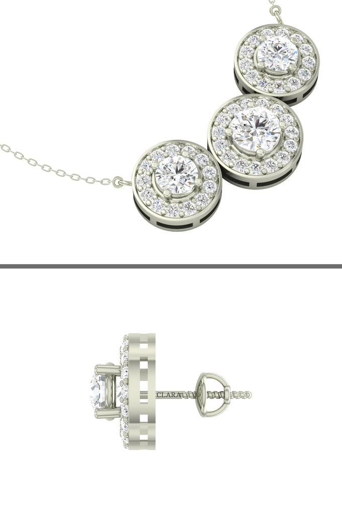 CLARA 925 Sterling Silver Rhodium Plated Poppy Pendant Earring Necklace Set with Chain Gift for Women and Girls