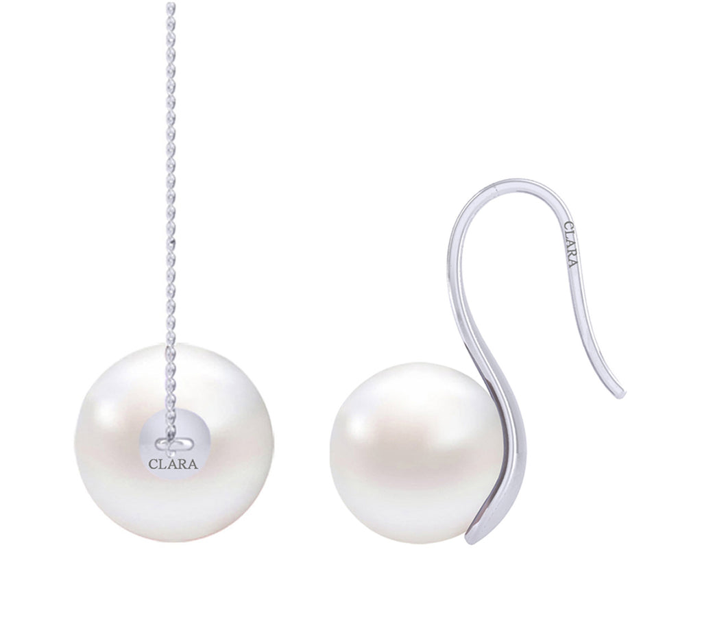 Clara 92.5 Sterling Silver Classic Pearl Pendant Earrings Set with Chain Jewellery Set Gift for Women and Girls