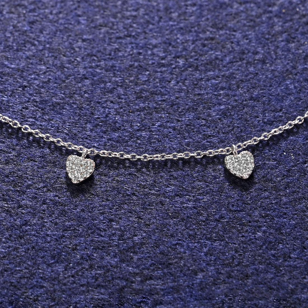 CLARA 925 Sterling Silver Heart Charm Minimal Necklace Chain 