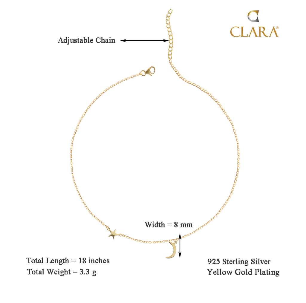 CLARA 925 Sterling Silver Minimal Charm Necklace Chain 