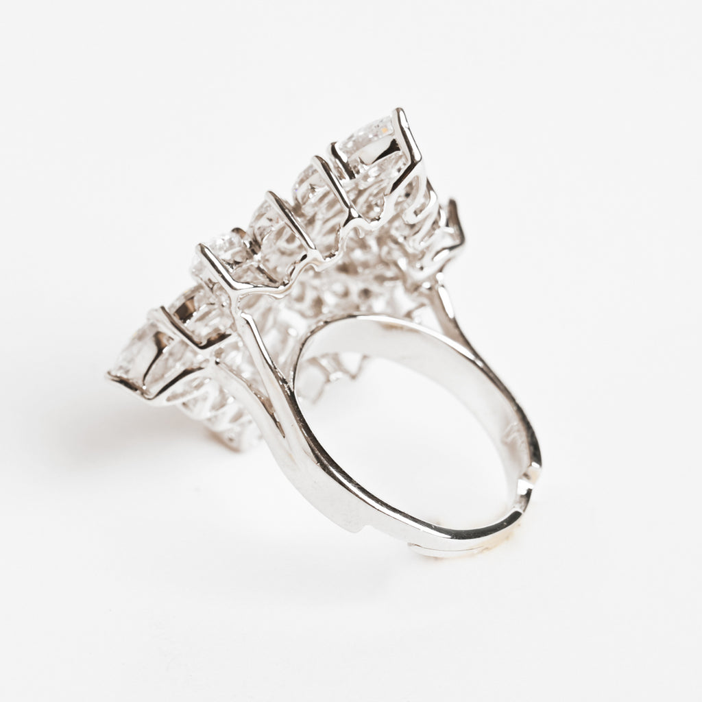Clara 925 Sterling Silver Kayra Adjustable Cocktail Ring 